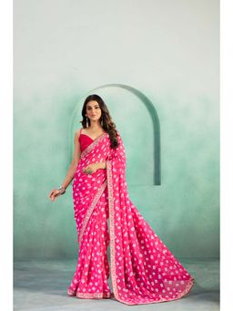 Kalista Fashion - Printed Pure Georgette Saree With Unstiched Blouse