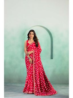 Kalista Fashion - Printed Pure Georgette Saree With Unstiched Blouse