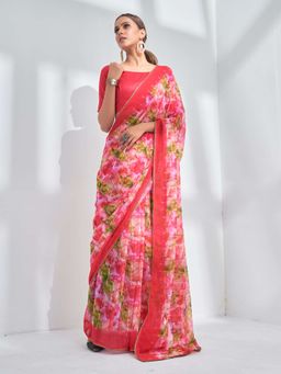 Kalista Fashion - Floral Saree With Unstiched Blouse