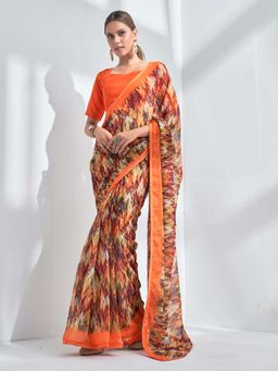 Kalista Fashion - Floral Saree With Unstiched Blouse