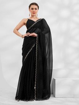 Kalista Fashion - Embellished Beads and Stones Saree With Unstiched Blouse