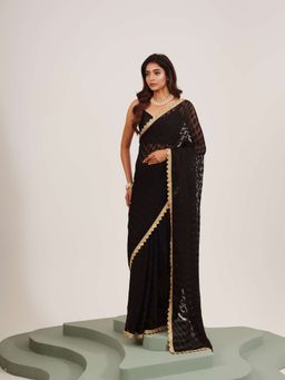 Kalista Fashion - Embroidered Brasso Saree With Unstiched Blouse