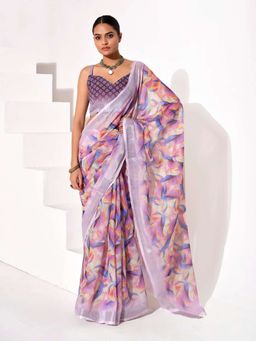 Kalista Fashion - Printed Cotton Saree With Unstiched Blouse