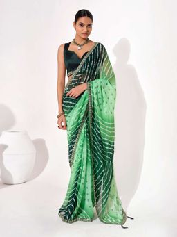 Kalista Fashion - Leheriya Chiffon Saree With Unstiched Blouse