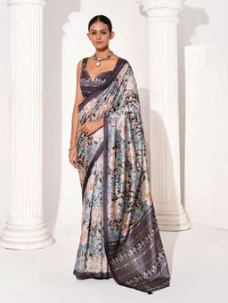 Kalista Fashion - Floral Printed Saree With Unstiched Blouse