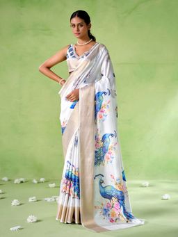Kalista Fashion - Floral Printed Saree With Unstiched Blouse