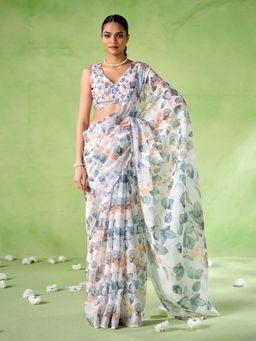 Kalista Fashion - Floral Printed Saree With Unstiched Blouse