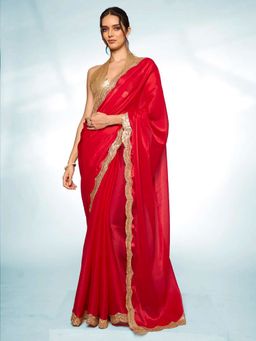Kalista Fashion - Sequinned Embellished Saree With Unstiched Blouse