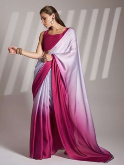 Kalista Fashion - Ombre Pure Chiffon Saree With Unstiched Blouse