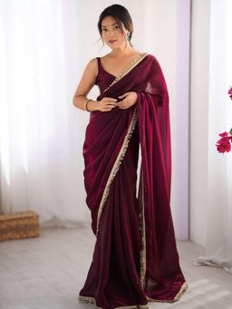 Kalista Fashion - Organza Saree With Unstiched Blouse