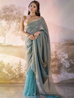 Kalista Fashion - Embellished Organza Saree With Unstiched Blouse