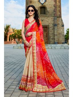 Kalista Fashion - Bandhani Pure Georgette Saree With Unstiched Blouse