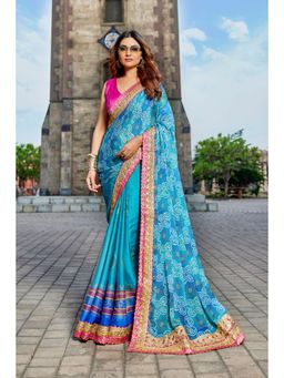 Kalista Fashion - Pure Georgette Bandhani Saree With Unstiched Blouse