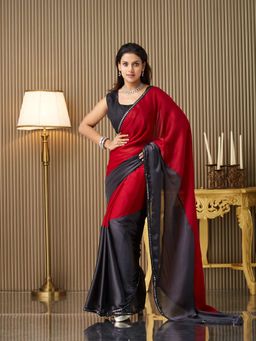 Kalista Fashion - Multi-Color Pure Chiffon Saree With Unstiched Blouse