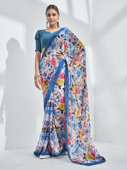 Kalista Fashion - Georgette Sequence Work Saree With Unstiched Blouse