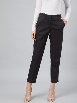 Marie Claire - Women Casual Navy Blue Colour Solid Regular Trousers