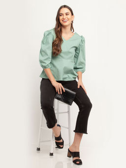 Zink London - Womens Green Solid Top