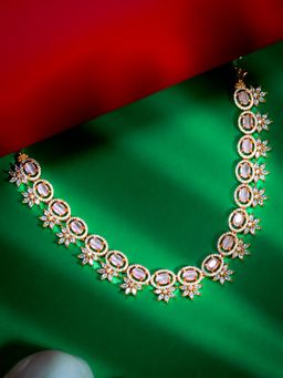 Label Ruby - Gold-Plated Pastel Pink Oval Stone Necklace