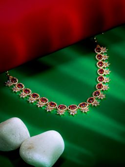 Label Ruby - Gold-Plated Red Ruby Oval Stone Necklace