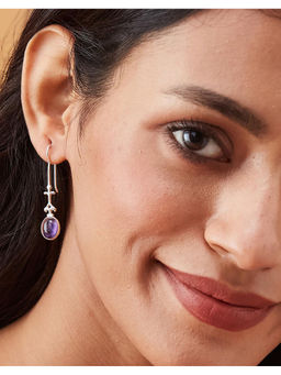 Fabindia - Women Purple Stone Drop Earrings