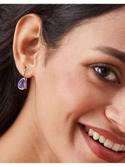 Fabindia - Women Purple Stone Drop Earrings