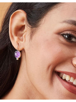 Fabindia - Purple Round Shape Small Drop Earrings