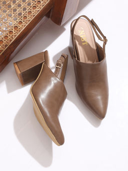 GNIST - Women Regular Taupe Block Heeled Mules