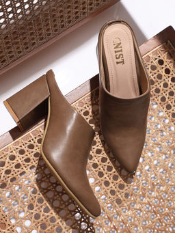 GNIST - Women Regular Taupe Slip On Block Heeled Mules