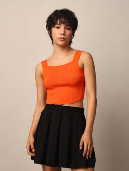 ONLY - Womens Regular Fit Orange Crop Top