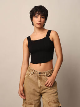 ONLY - Womens Regular Fit Black Crop Top