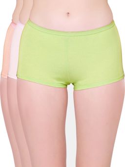 Bodycare - Womens Cotton Spandex Multicolor Solid Shorty Briefs- (Pack of 3)