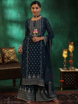Libas - Blue Georgette Printed Kurta Sets for Women