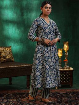 Libas - Blue Pure Cotton Printed Kurta Sets for Women