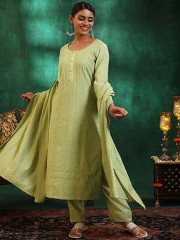 Libas - Green Silk Blend Embroidered Kurta Sets for Women