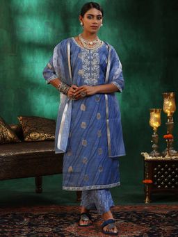 Libas - Blue Silk Blend Printed Kurta Sets for Women