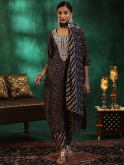 Libas - Black Silk Blend Printed Kurta Sets for Women