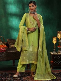Libas - Green Silk Blend Woven Design Kurta Sets for Women