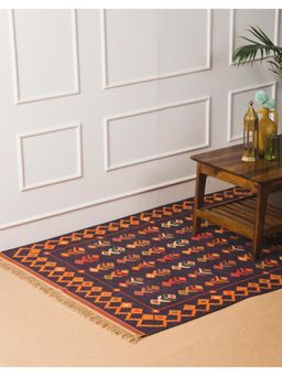 Fabindia - Blue Cotton Woven Stonewash Panja Dhurrie