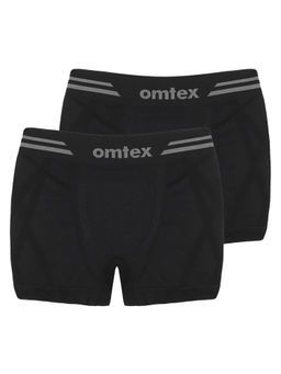 Omtex - Mens Athletic Seamless Short Stretchable Trunks Black (Pack of 2)