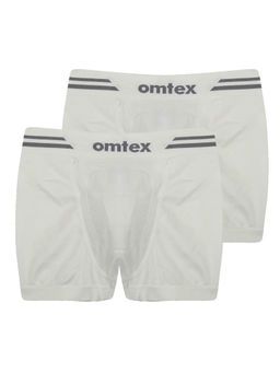 Omtex - Mens Athletic Seamless Short Stretchable Trunks White (Pack of 2)