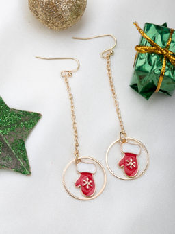 Arendelle - Christmas Red Gloves with Snowflakes Drop Earrings