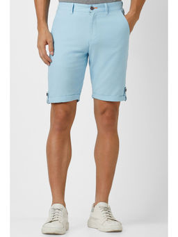 Peter England - Men Blue Solid Regular Fit Casual Shorts