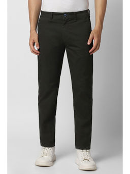 Peter England - Men Green Textured Super Slim Fit Casual Trousers