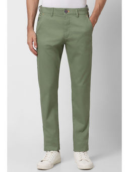 Peter England - Men Green Solid Super Slim Fit Casual Trousers