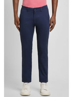Peter England - Men Navy Solid Super Slim Fit Casual Trousers