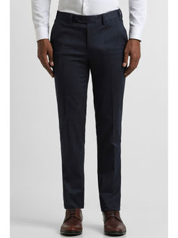 Peter England - Men Navy Solid Slim Fit Formal Trousers