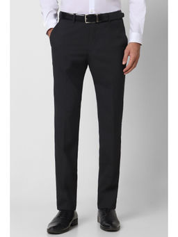 Peter England - Men Black Solid Slim Fit Formal Trousers