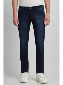 Peter England - Men Navy Dark Wash Mid Skinny Fit Jeans