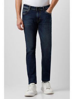 Peter England - Men Navy Dark Wash Slim Tapered Jeans