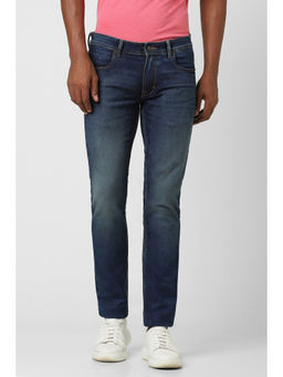 Peter England - Men Navy Dark Wash Low Skinny Fit Jeans